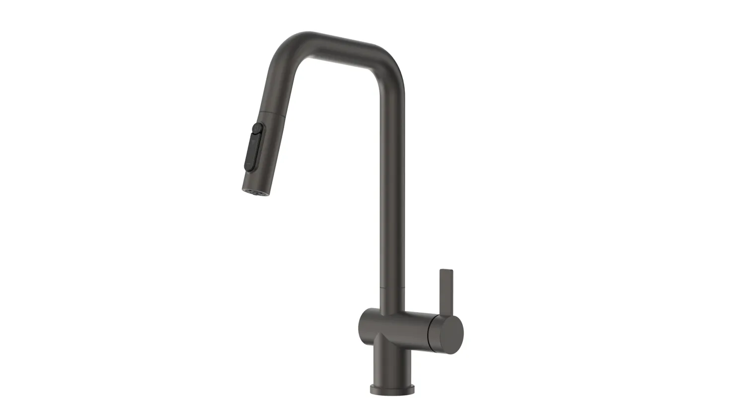 KS-7273, ГРАФИТ МАТОВЫЙ, Смеситель кухонный с выдвижным изливом с переключением на душ и фильтром,сталь