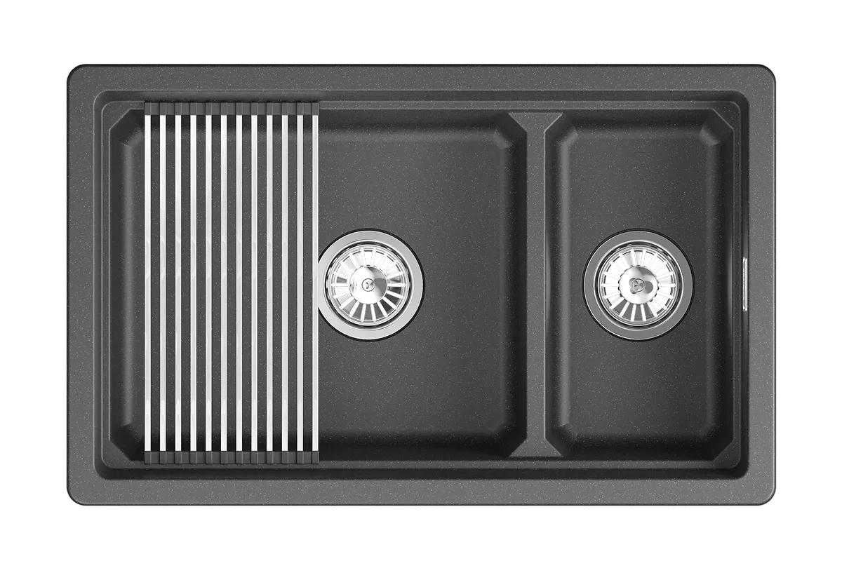 KS-7304iU, ЧЁРНЫЙ  кухонная мойка, кварц