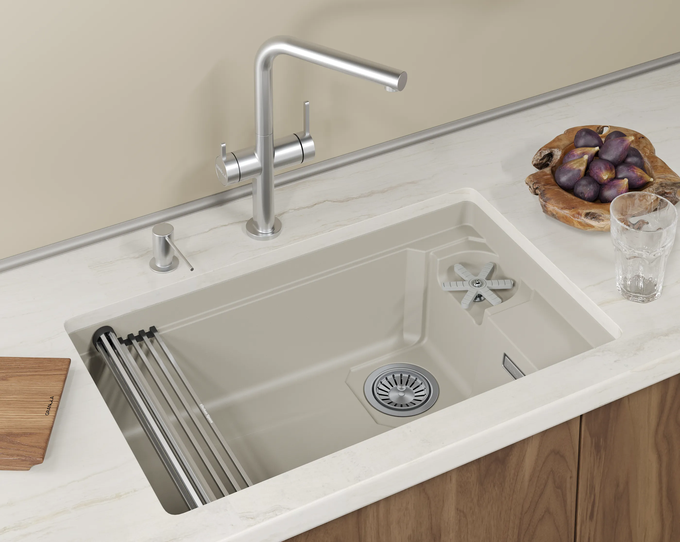 Мойка для кухни Granula Kitchen Space Rinzer 7309RU креман, 73х45 см, прямоугольная