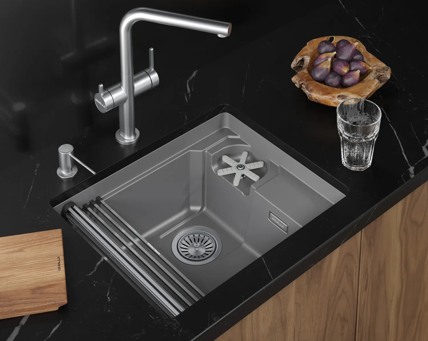 Мойка для кухни Granula Kitchen Space Rinzer 5505RU алюминиум, 55х45 см, прямоугольная
