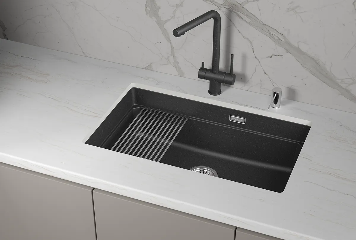 KS-7303iU, ЧЁРНЫЙ  кухонная мойка, кварц