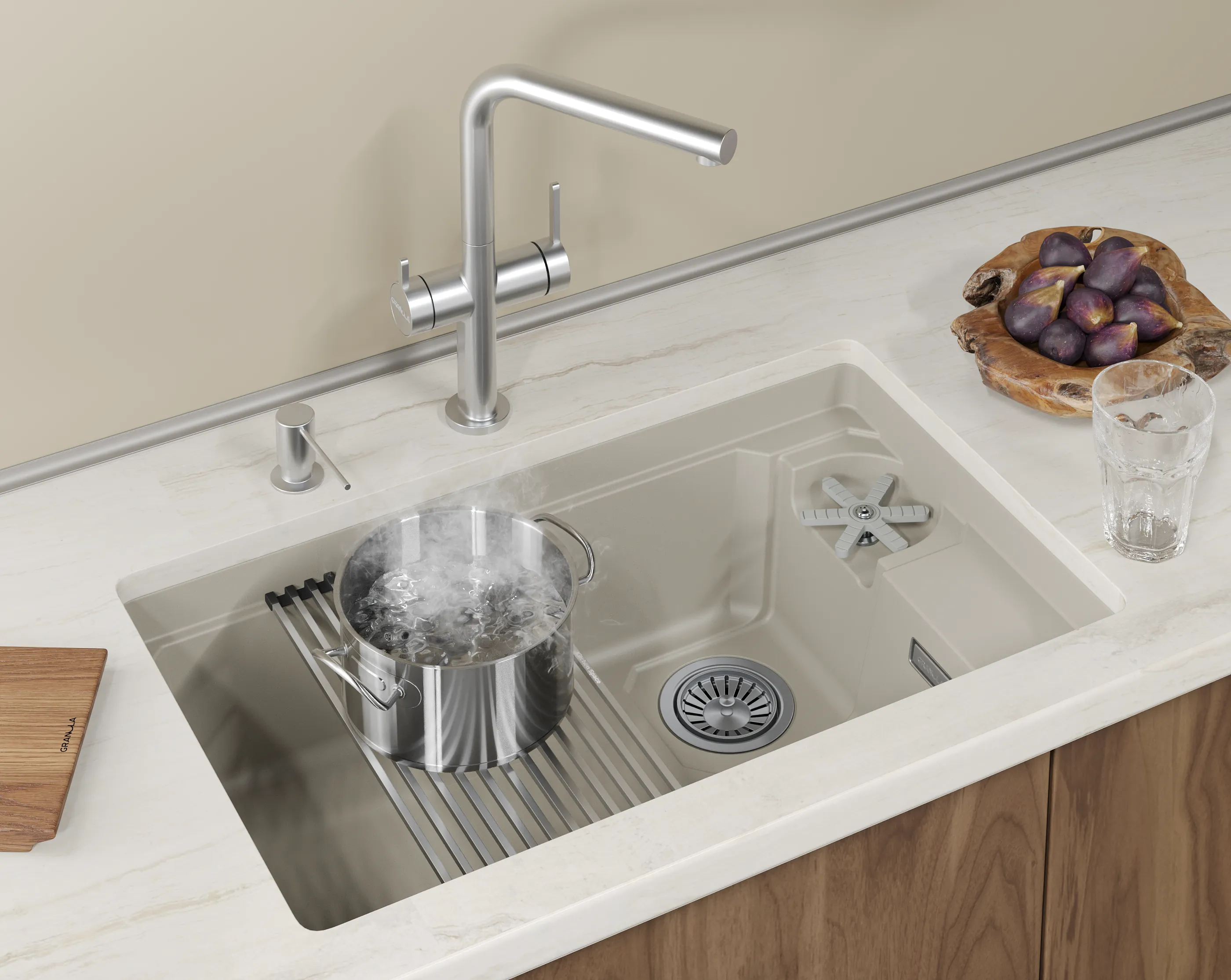 Мойка для кухни Granula Kitchen Space Rinzer 7309RU креман, 73х45 см, прямоугольная