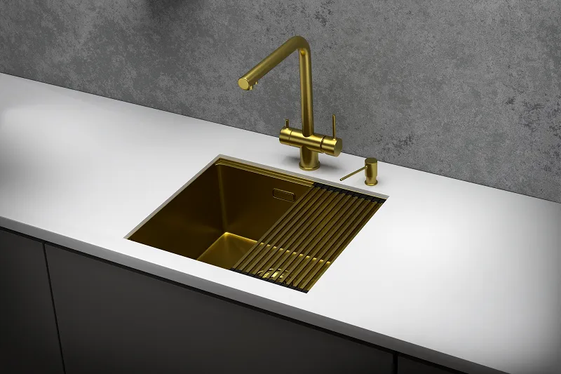 Мойка для кухни Granula Kitchen Space 5045U золото сатин, 50х44,5 см, прямоугольная