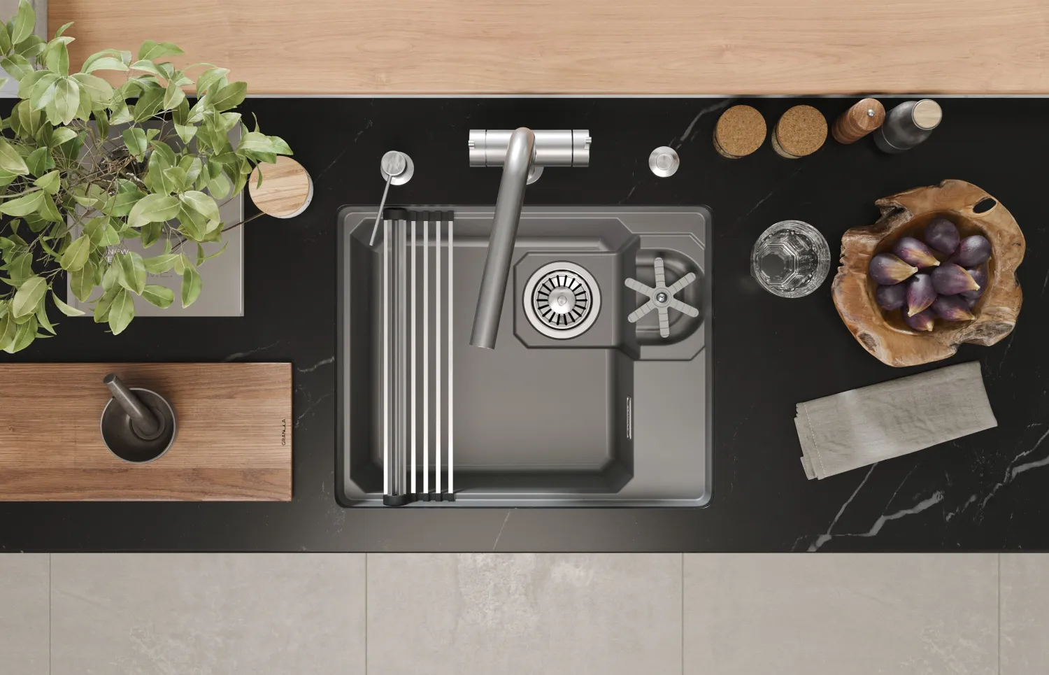 Мойка для кухни Granula Kitchen Space Rinzer 5505RU алюминиум, 55х45 см, прямоугольная