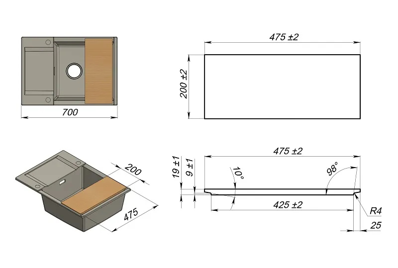 ES-7003, АЛЮМИНИУМ, кухонная мойка, кварц, ESTETICA