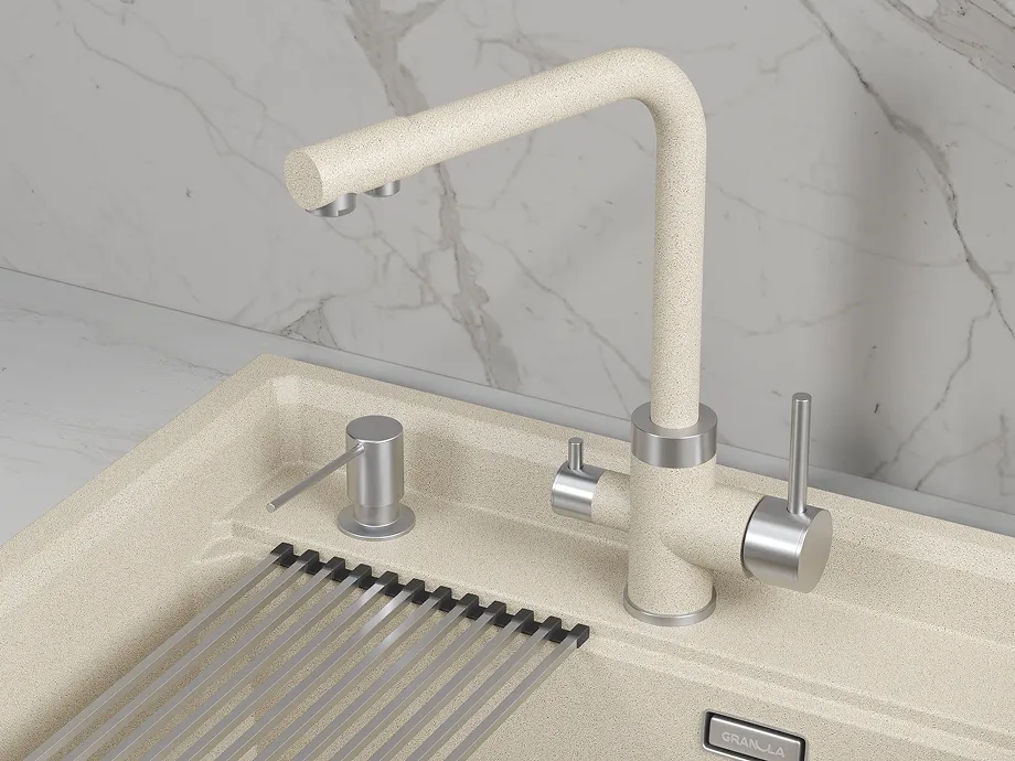 Смеситель для кухни Granula 5015 пирит, подключение к фильтру
