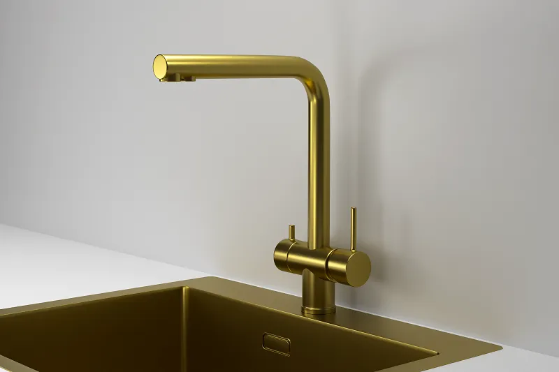 Смеситель для кухни Granula Kitchen Space 7011 золото сатин, подключение к фильтру