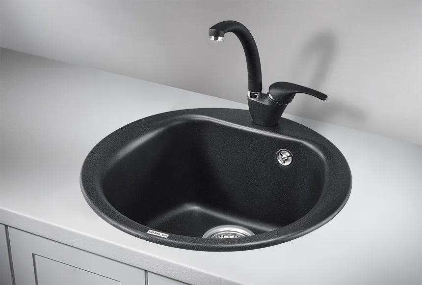 Мойка для кухни Granula 5101 черная, D50 см, круглая