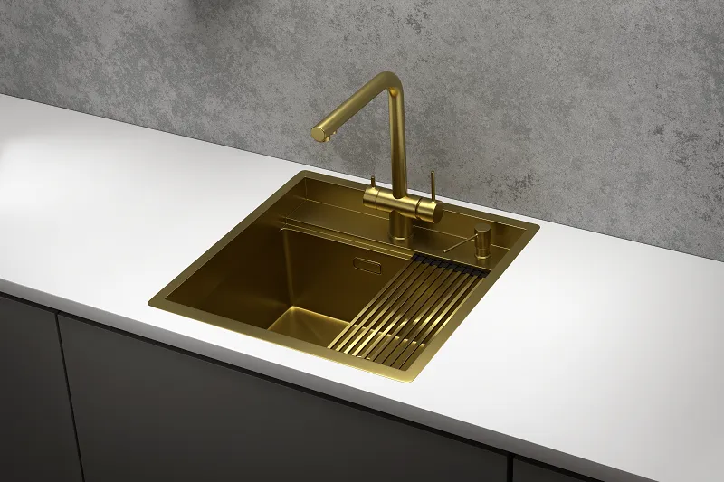 Мойка для кухни Granula Kitchen Space 5051 золото сатин, 50х51 см, квадратная