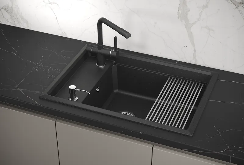 KS-7305, ЧЁРНЫЙ, кухонная мойка, кварц