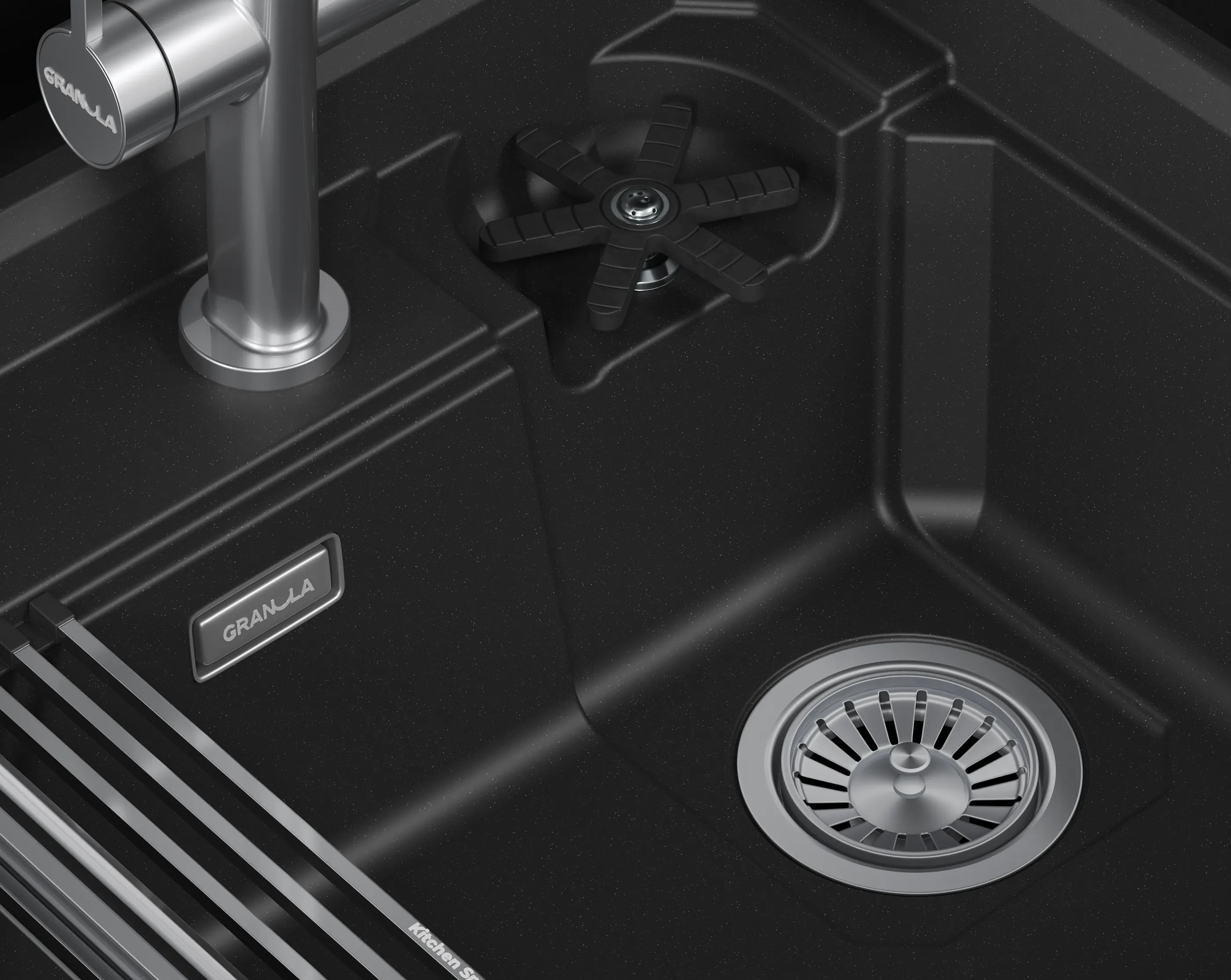 Мойка для кухни Granula Kitchen Space Rinzer 5807R черный, 58х52 см, прямоугольная