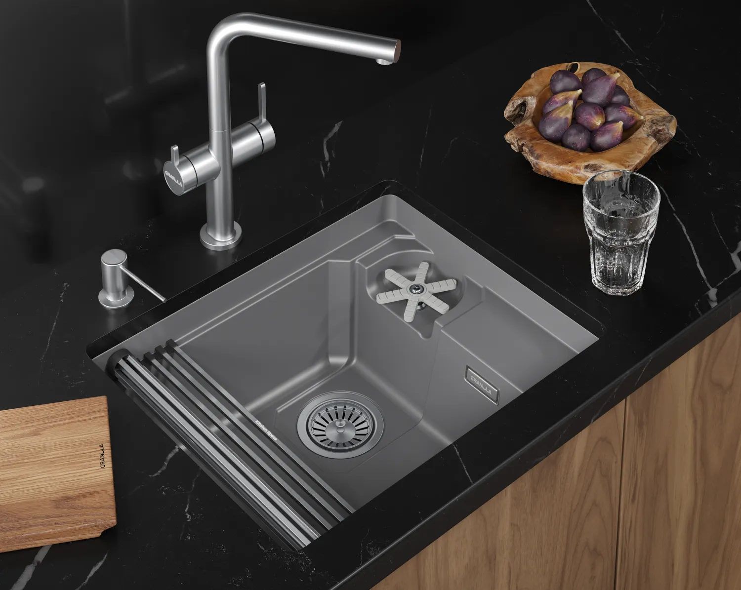 5505RU, АЛЮМИНИУМ, кухонная мойка, кварц KITCHEN SPACE RINZER