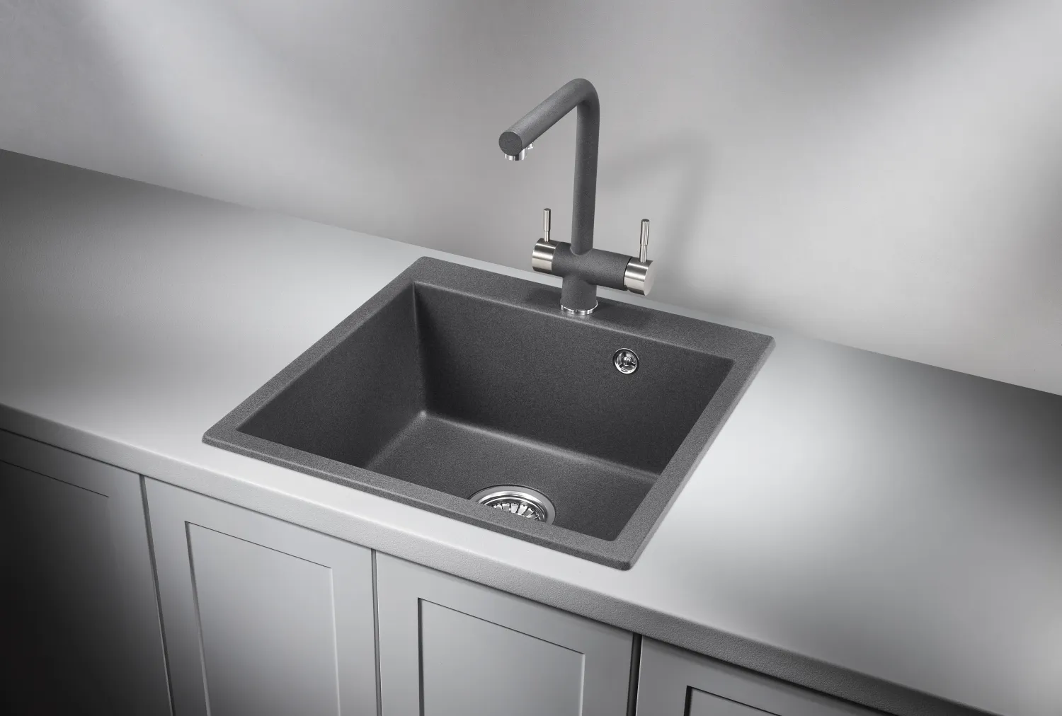 Мойка для кухни Granula 5102 графит, 51х52 см, квадратная
