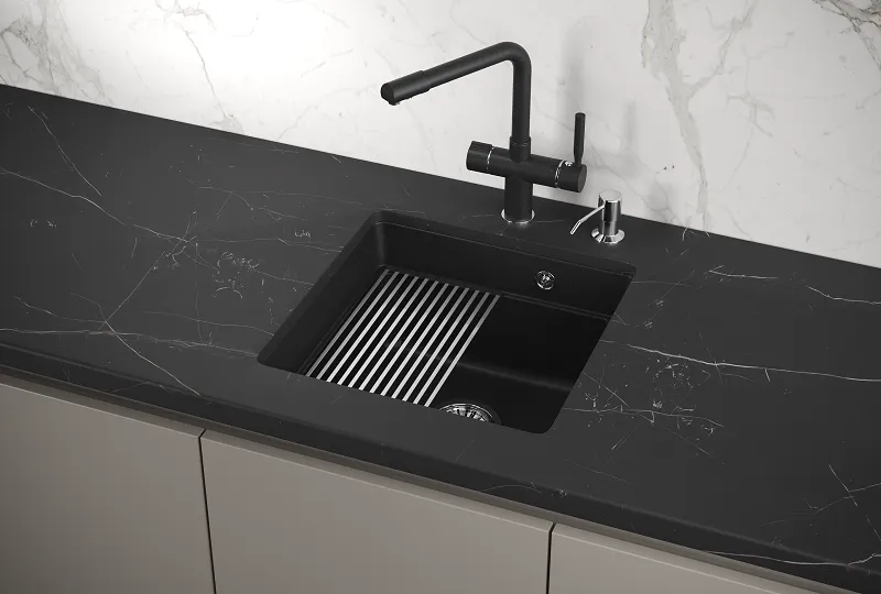 Мойка для кухни Granula Kitchen Space 4501U черный, 45х45 см, квадратная