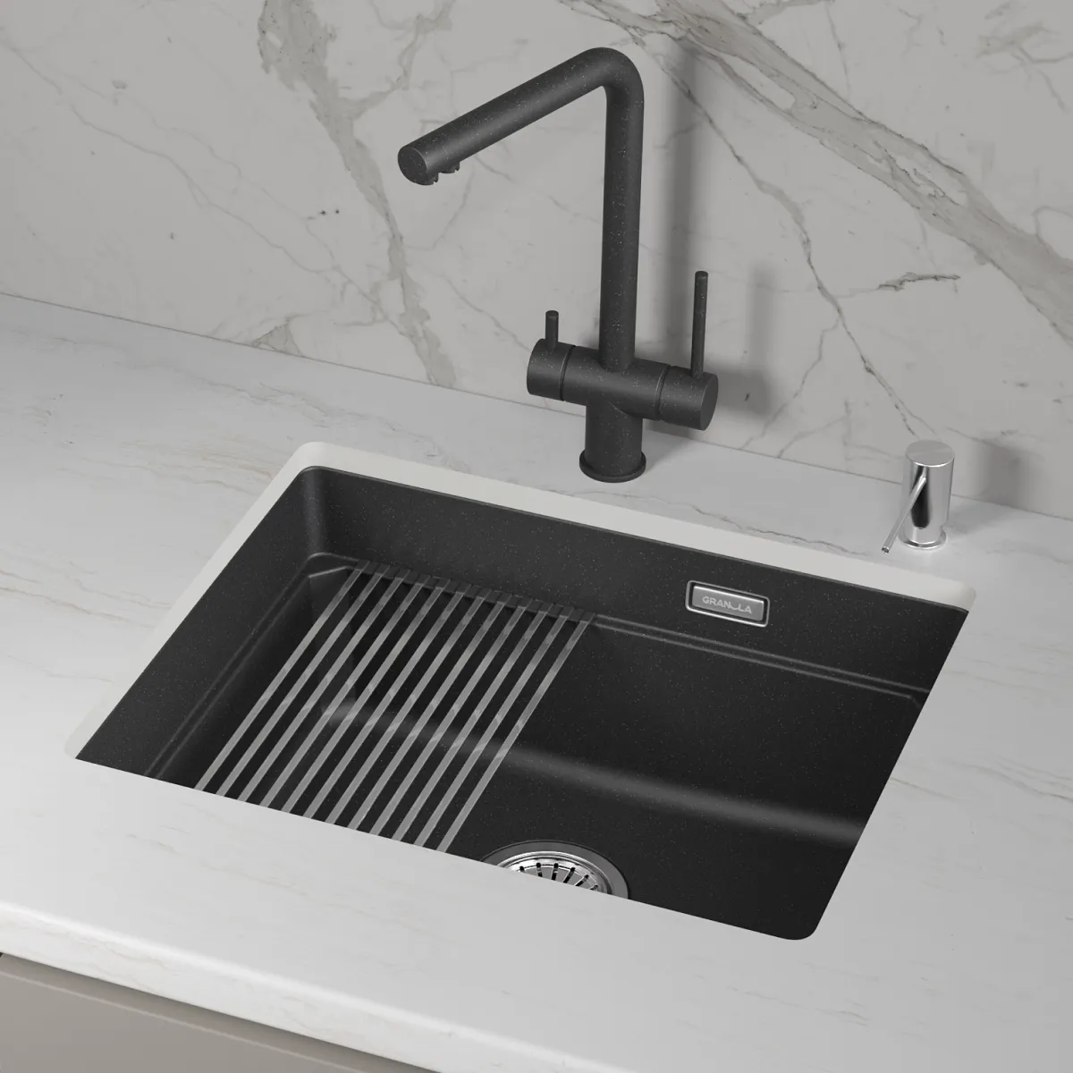 Мойка для кухни Granula Kitchen Space 5501iU черный, 55х45 см, прямоугольная