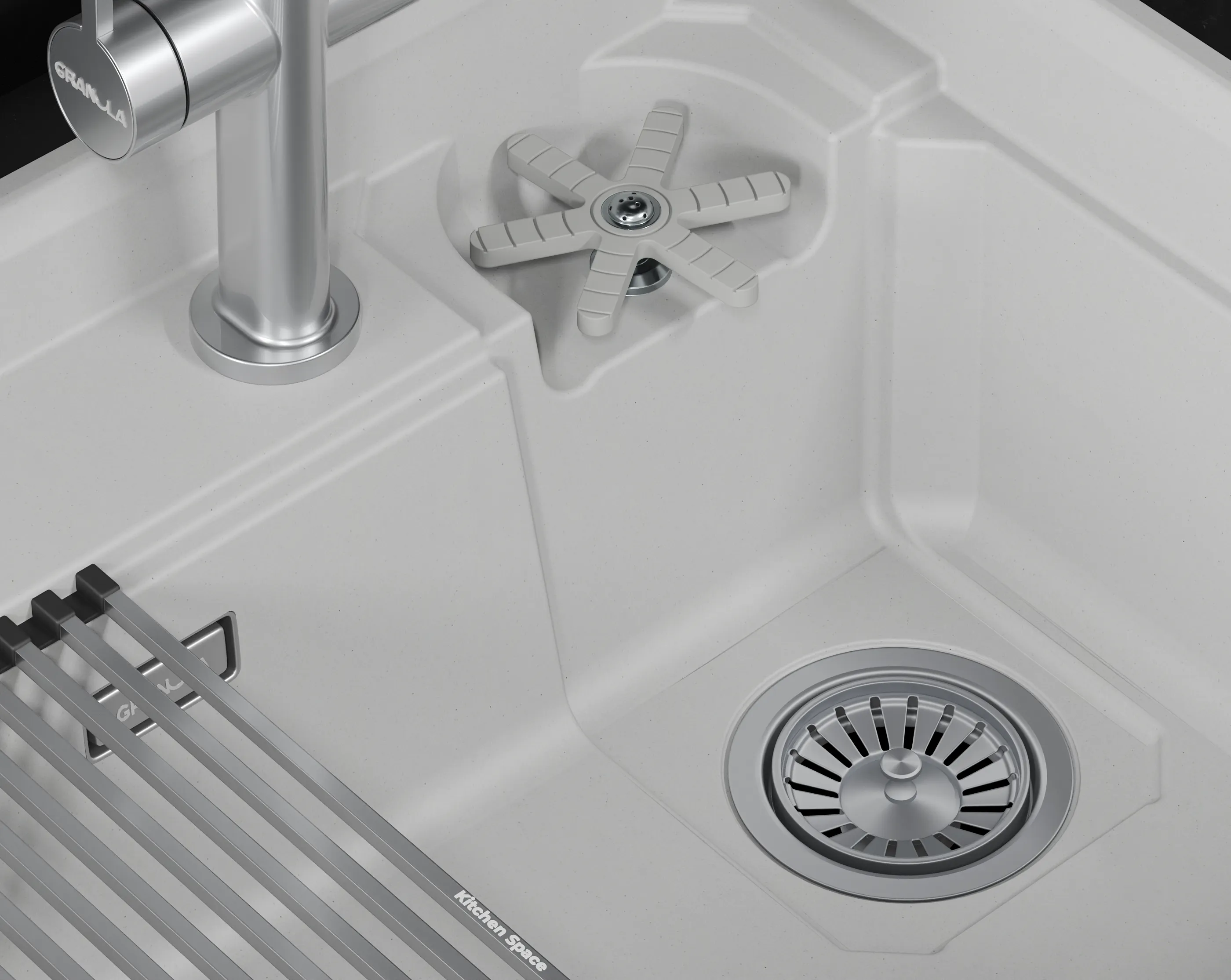 Мойка для кухни Granula Kitchen Space Rinzer 7308R арктик, 73х52 см, прямоугольная