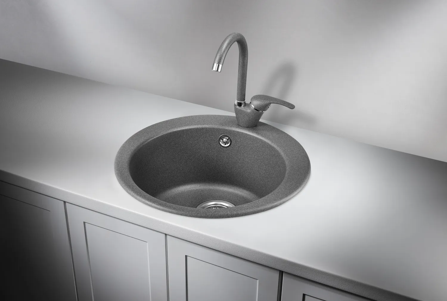 Мойка для кухни Granula 4801 графит, D48 см, круглая