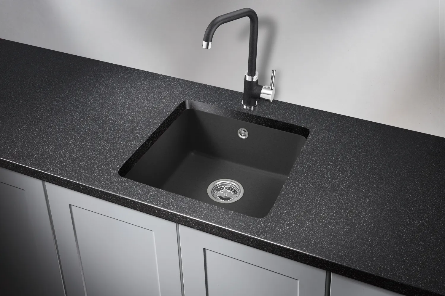 3801, ЧЁРНЫЙ, кухонная мойка, кварц