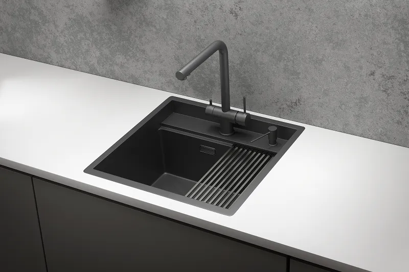 Мойка для кухни Granula Kitchen Space 5051 черный матовый, 50х51 см, квадратная