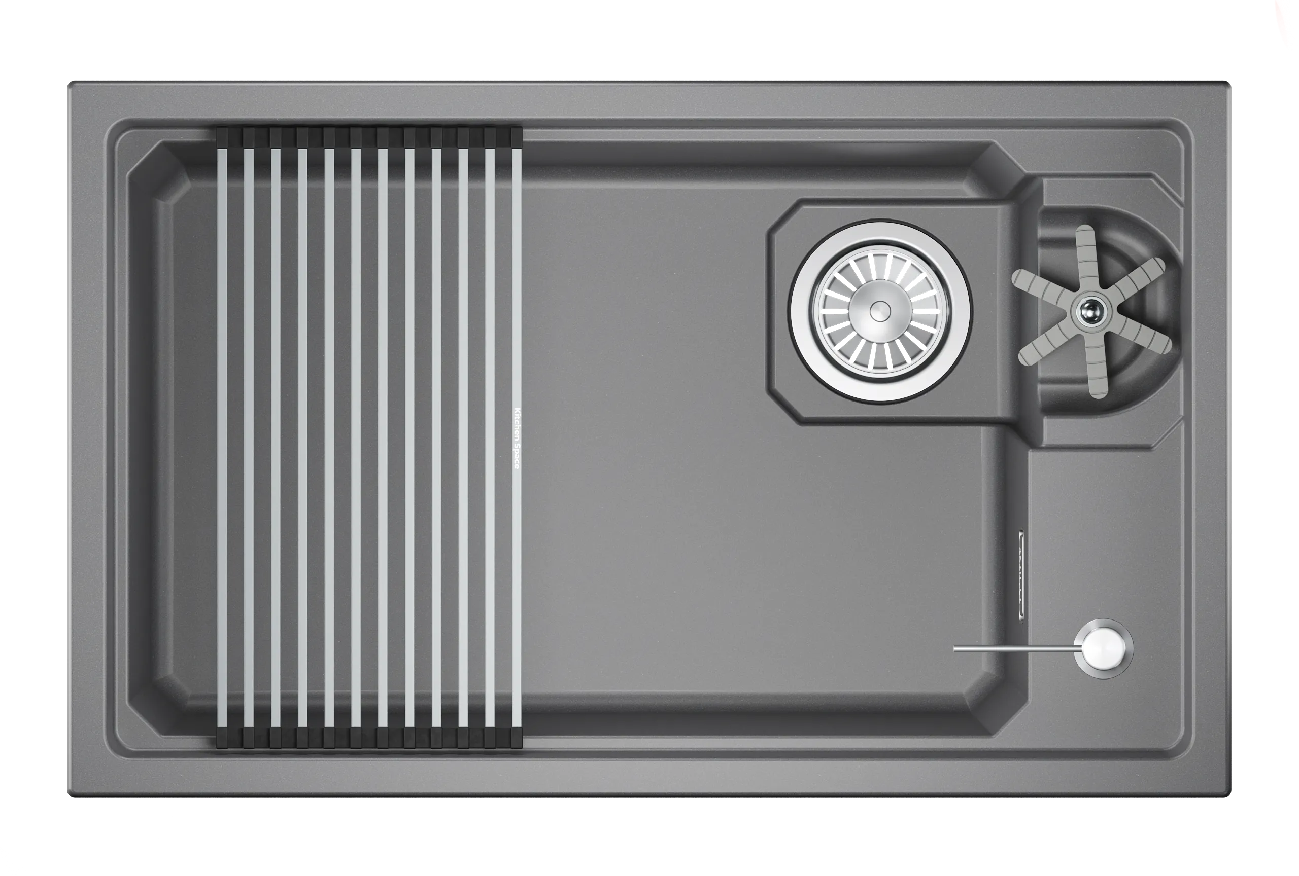 Мойка для кухни Granula Kitchen Space Rinzer 7309RU алюминиум, 73х45 см, прямоугольная