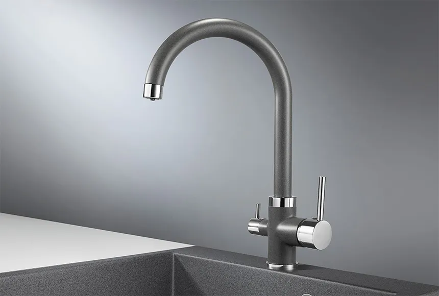 Смеситель для кухни Granula 2168 графит, подключение к фильтру