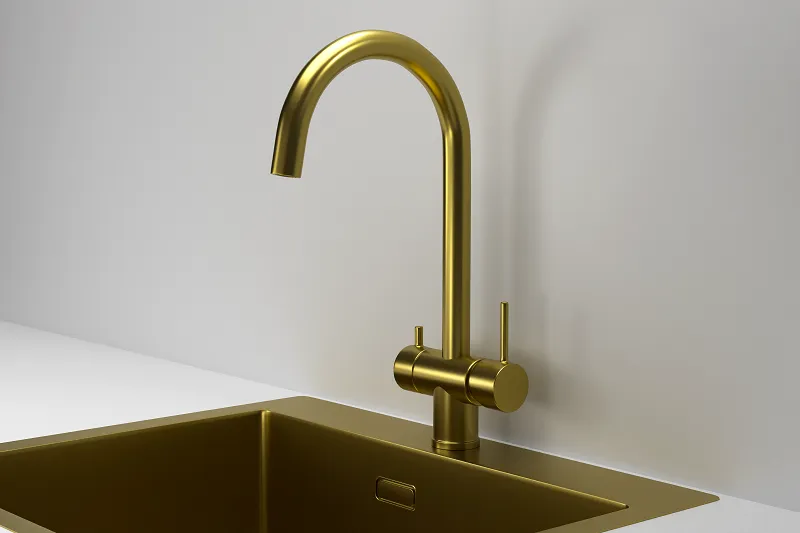 Смеситель для кухни Granula Kitchen Space 7104 золото сатин, подключение к фильтру