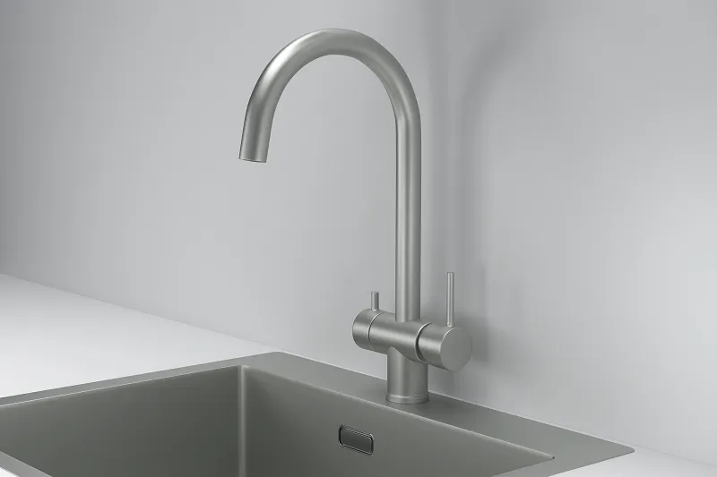 Смеситель для кухни Granula Kitchen Space 7104 сталь матовая, подключение к фильтру