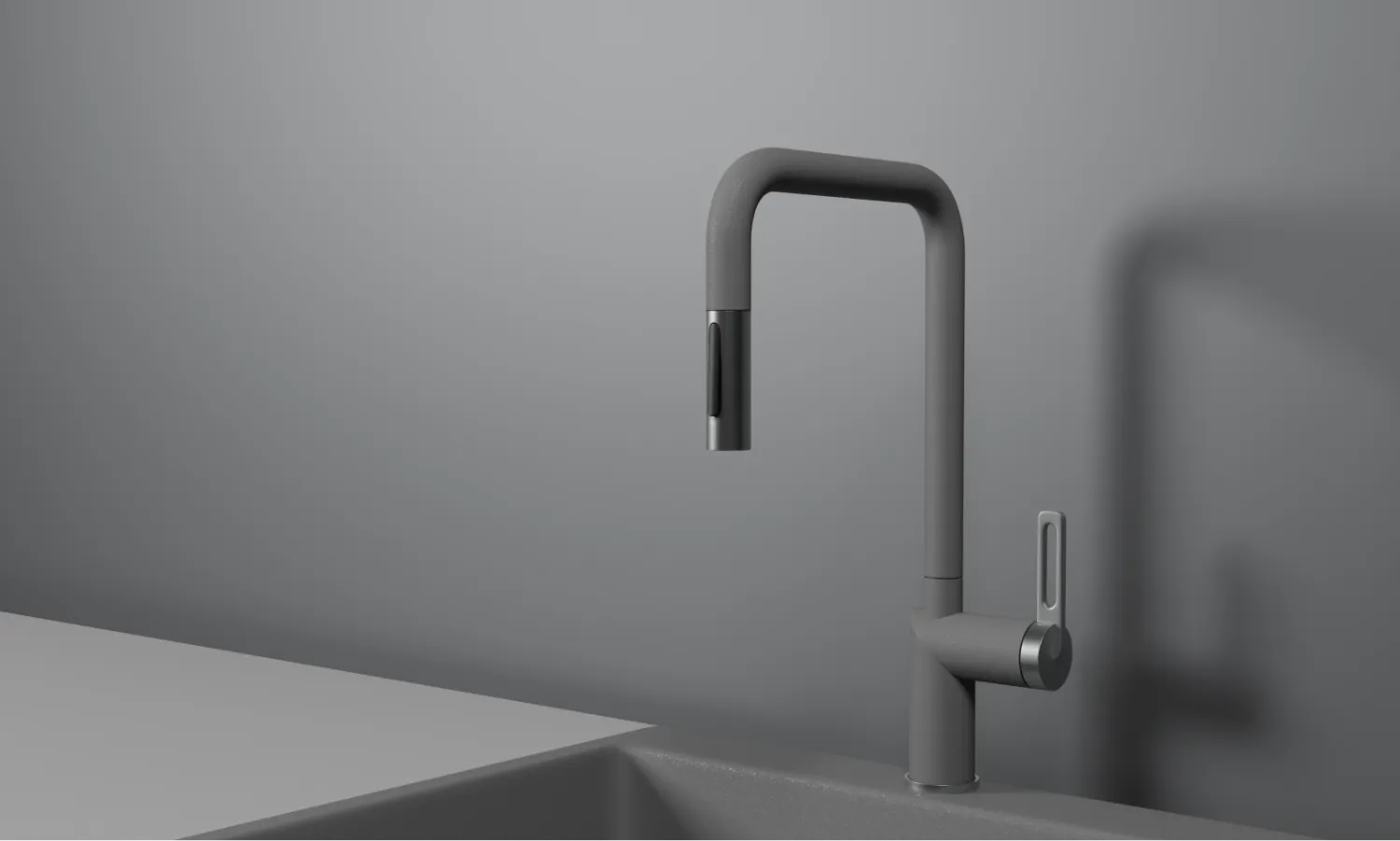 GR-8173, АЛЮМИНИУМ, СМЕСИТЕЛЬ КУХОННЫЙ С ВЫДВИЖНЫМ ИЗЛИВОМ