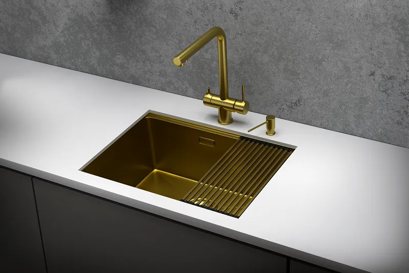 Мойка для кухни Granula Kitchen Space 6045U золото сатин, 60х44,5 см, прямоугольная