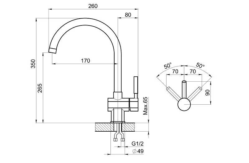 ST-31, ГРАФИТ, СМЕСИТЕЛЬ КУХОННЫЙ