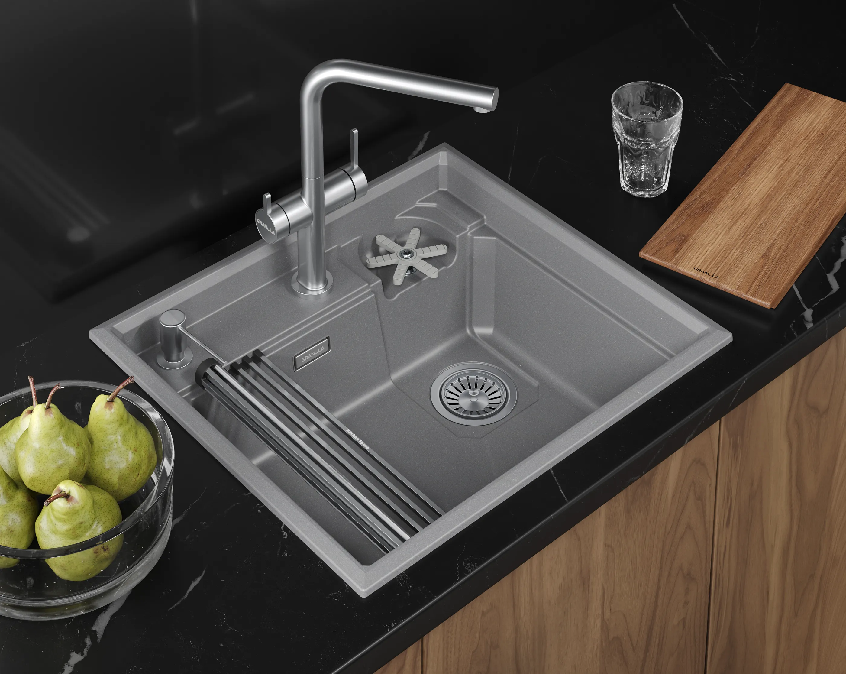 Мойка для кухни Granula Kitchen Space Rinzer 5807R алюминиум, 58х52 см, прямоугольная