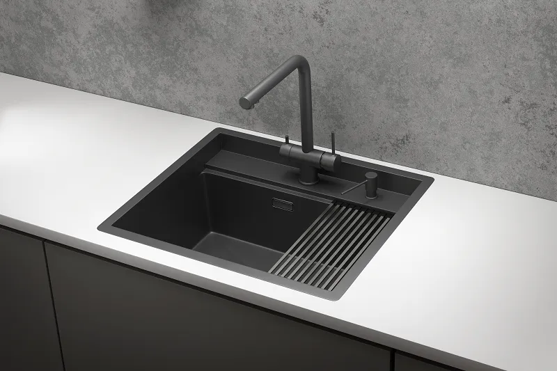 Мойка для кухни Granula Kitchen Space 6051 черный матовый, 60х51 см, прямоугольная