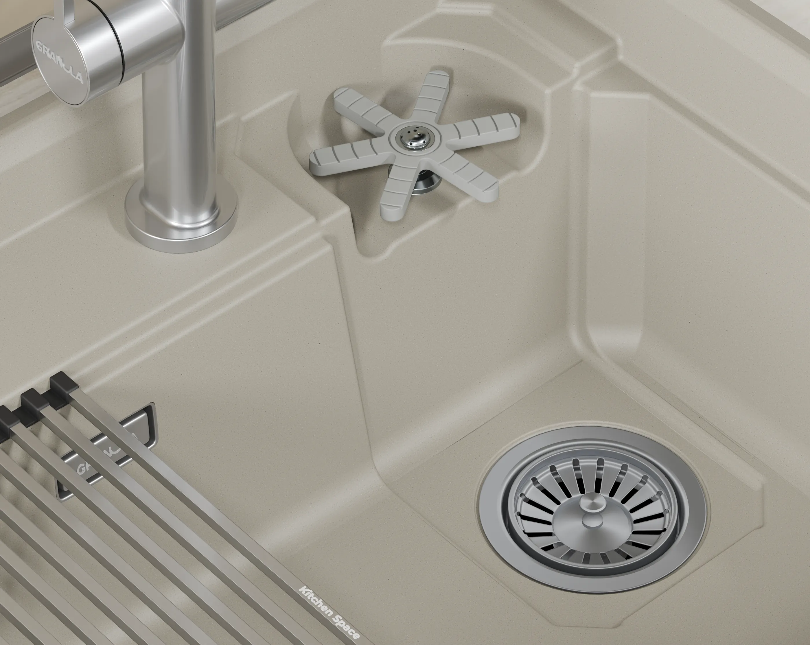 Мойка для кухни Granula Kitchen Space Rinzer 7308R креман, 73х52 см, прямоугольная