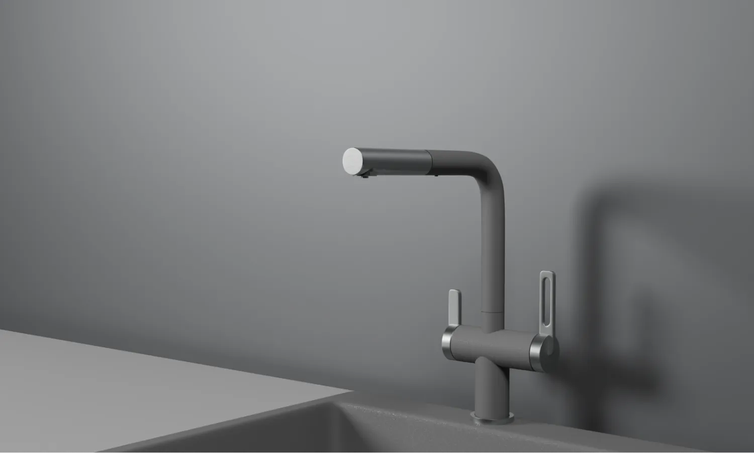 GR-8170, АЛЮМИНИУМ, СМЕСИТЕЛЬ КУХОННЫЙ С ВЫДВИЖНЫМ ИЗЛИВОМ