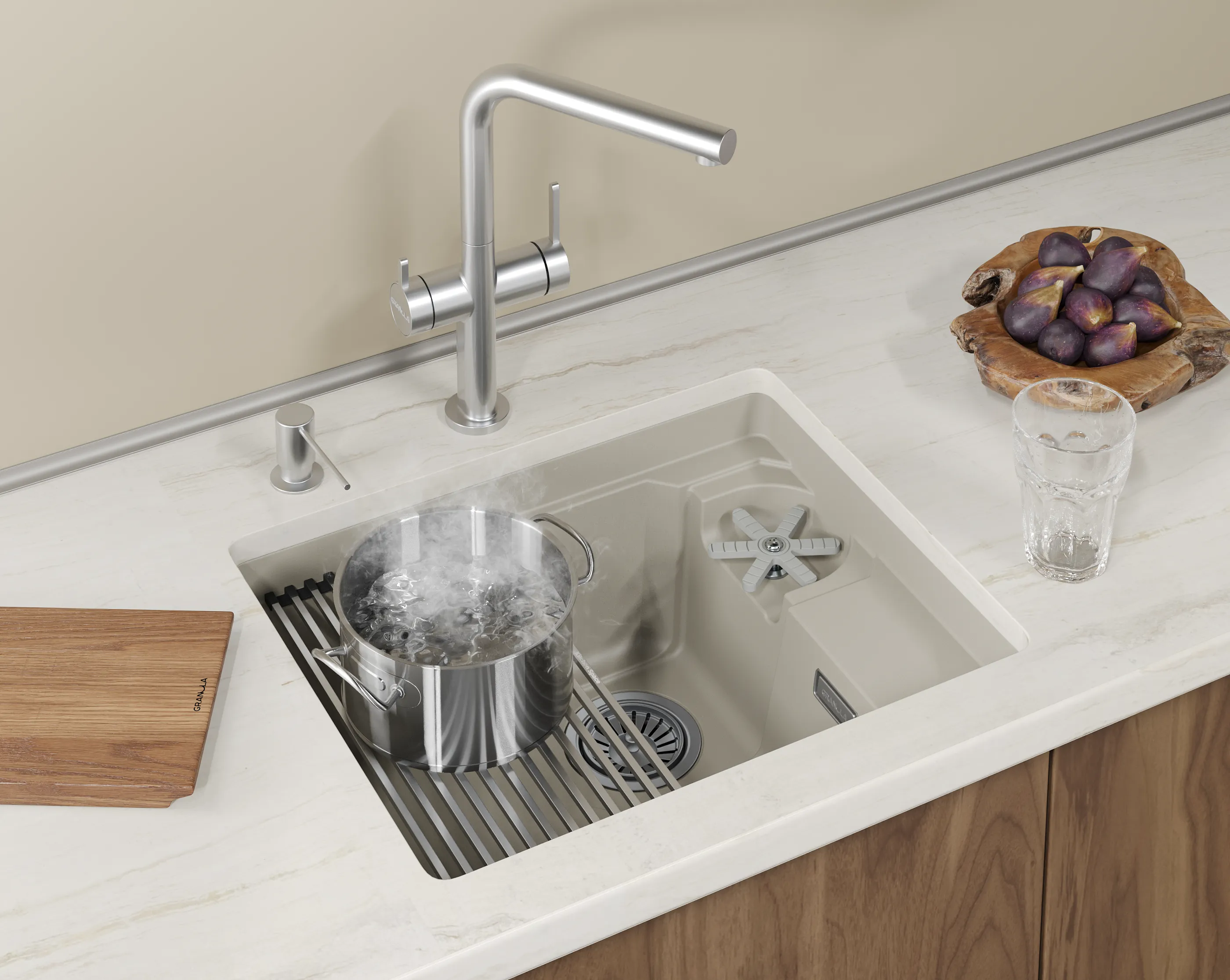 Мойка для кухни Granula Kitchen Space Rinzer 5505RU креман, 55х45 см, прямоугольная