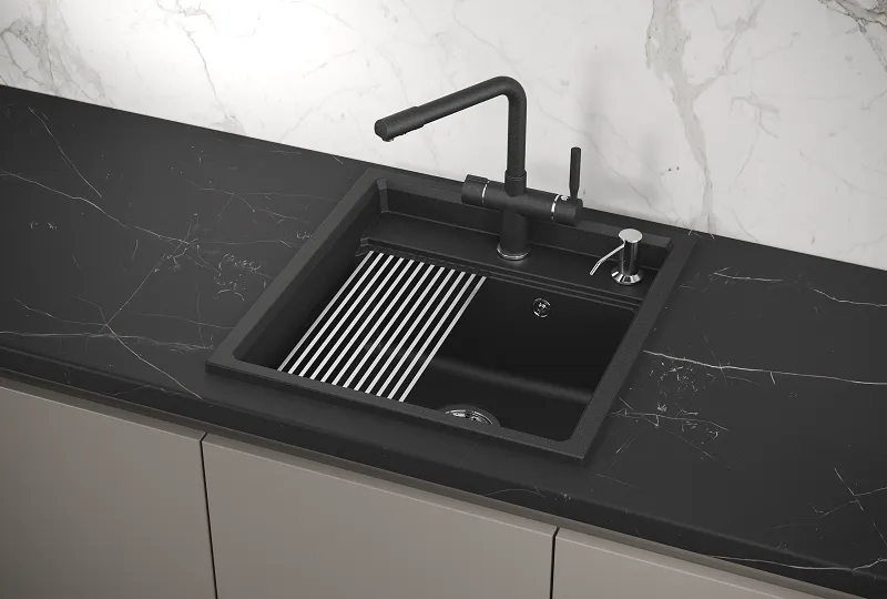 KS-5002, ЧЁРНЫЙ  кухонная мойка, кварц