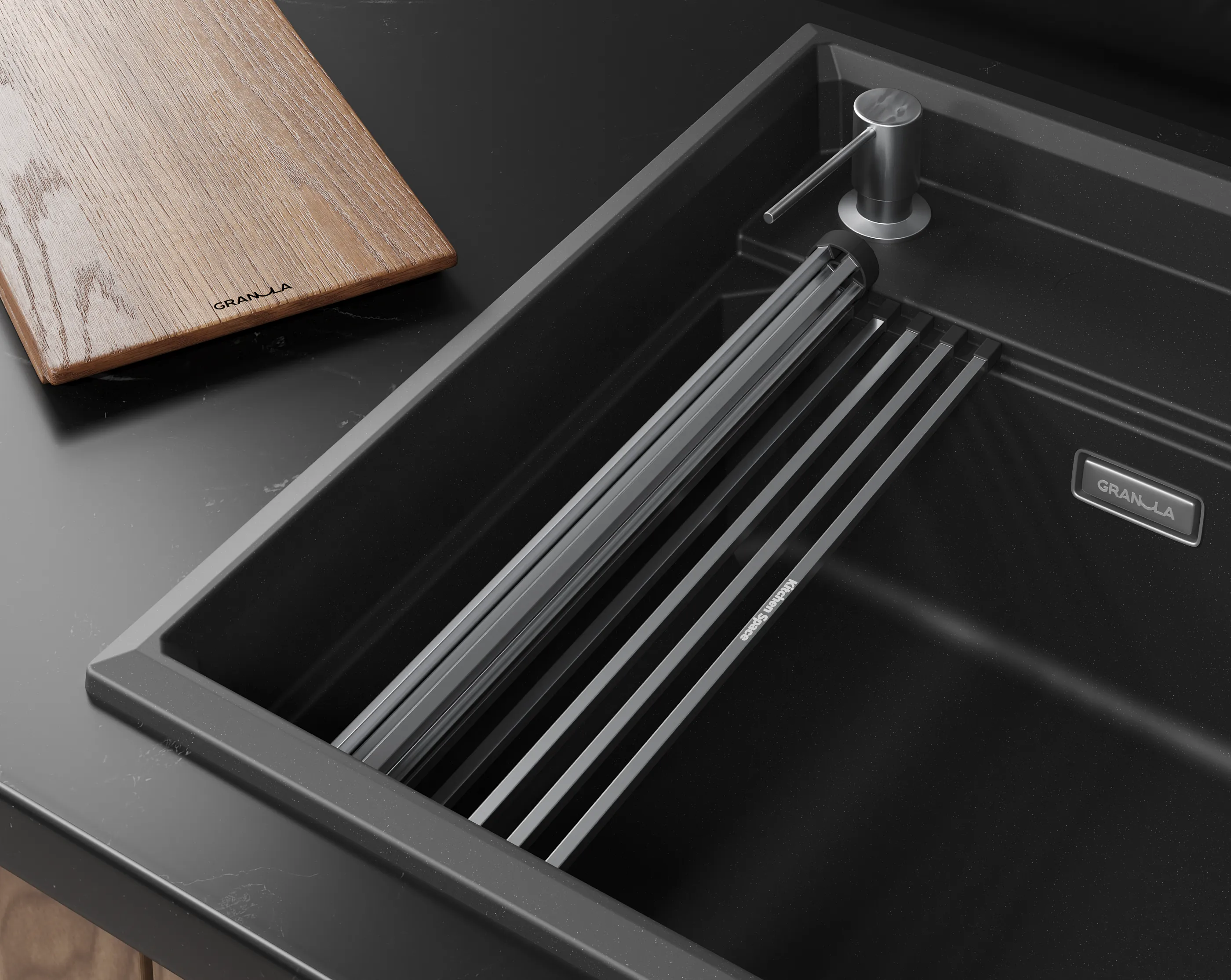 Мойка для кухни Granula Kitchen Space Rinzer 5807R черный, 58х52 см, прямоугольная