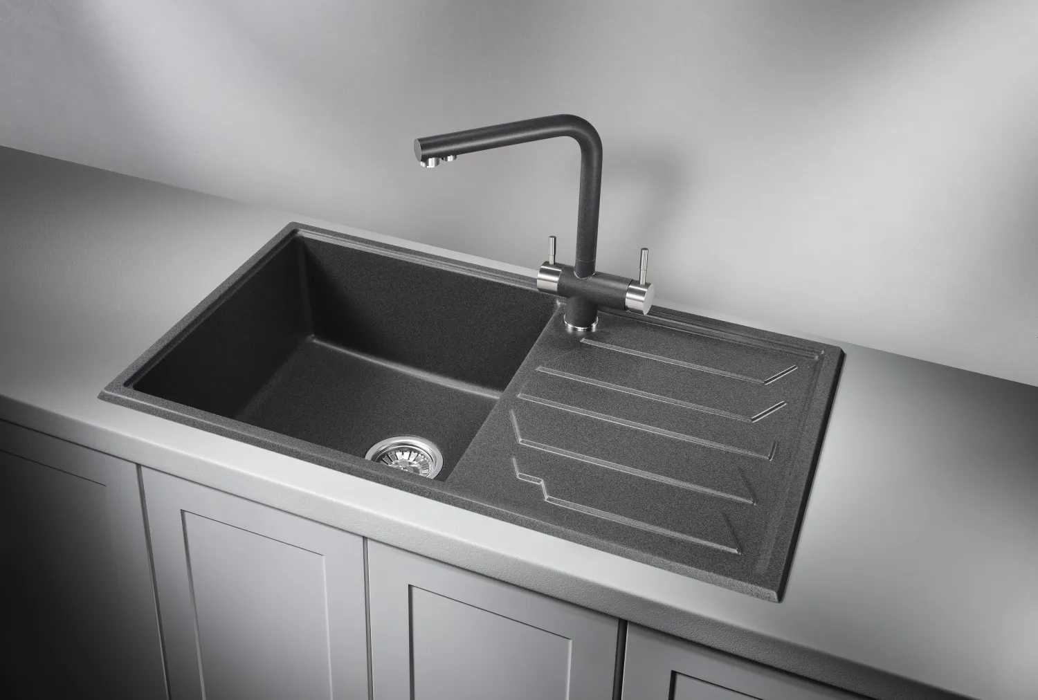 Мойка для кухни Granula 8601 графит, 86х50 см, прямоугольная