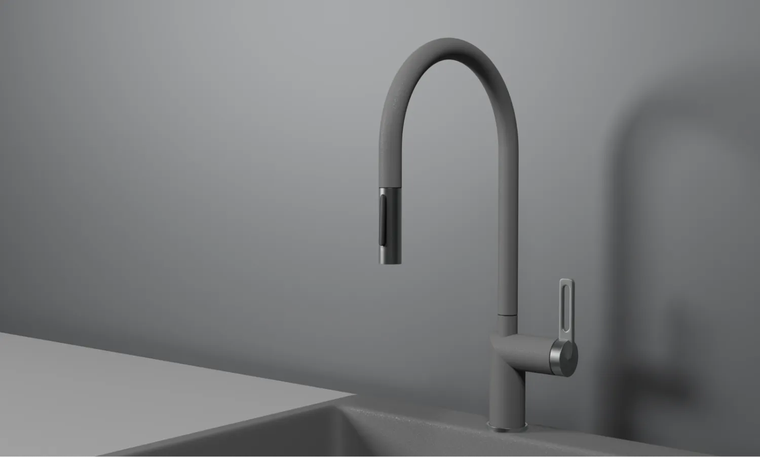 GR-8172, АЛЮМИНИУМ, СМЕСИТЕЛЬ КУХОННЫЙ С ВЫДВИЖНЫМ ИЗЛИВОМ