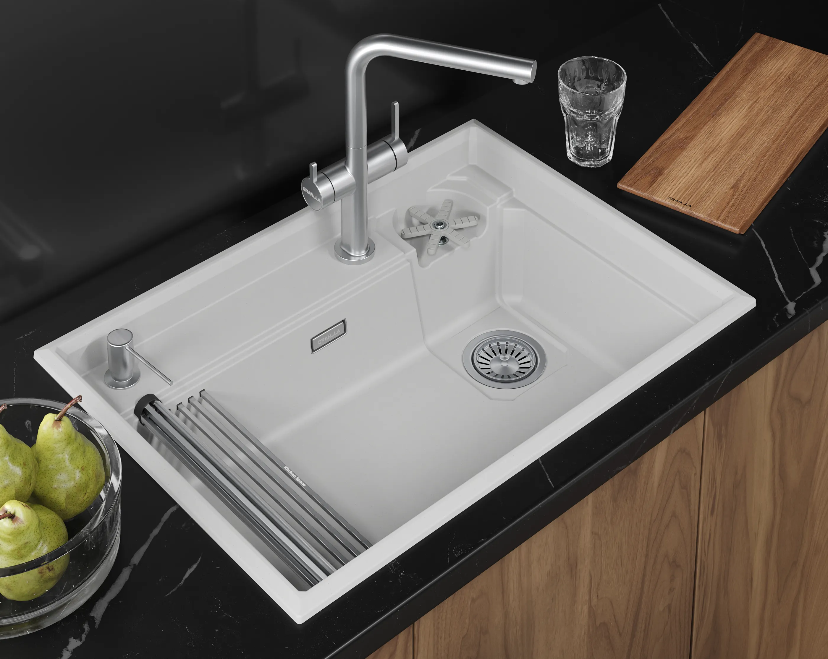 Мойка для кухни Granula Kitchen Space Rinzer 7308R арктик, 73х52 см, прямоугольная