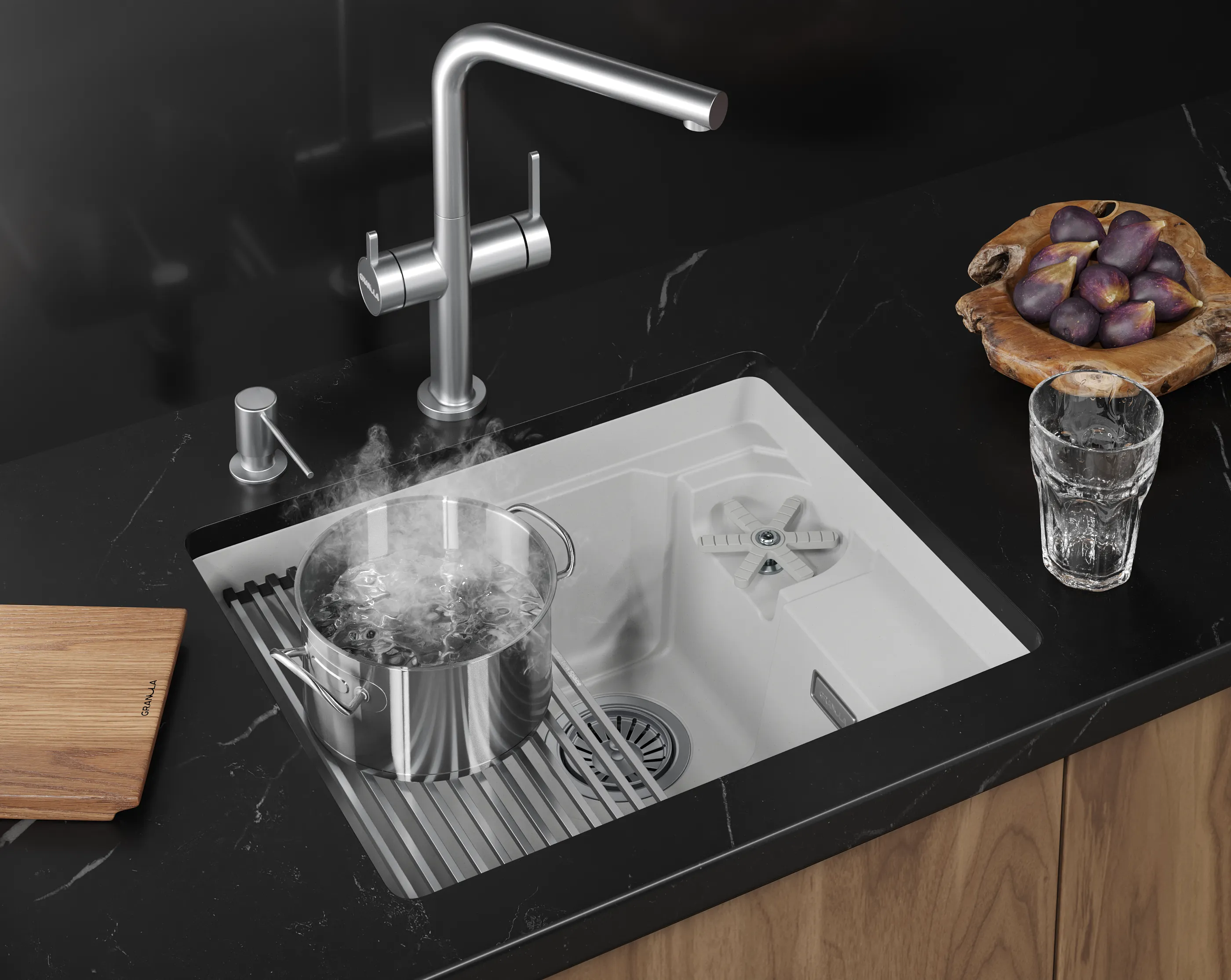 Мойка для кухни Granula Kitchen Space Rinzer 5505RU арктик, 55х45 см, прямоугольная