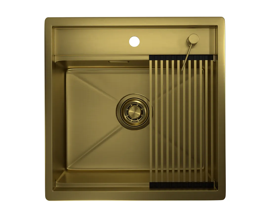 Мойка для кухни Granula Kitchen Space 5051 золото сатин, 50х51 см, квадратная
