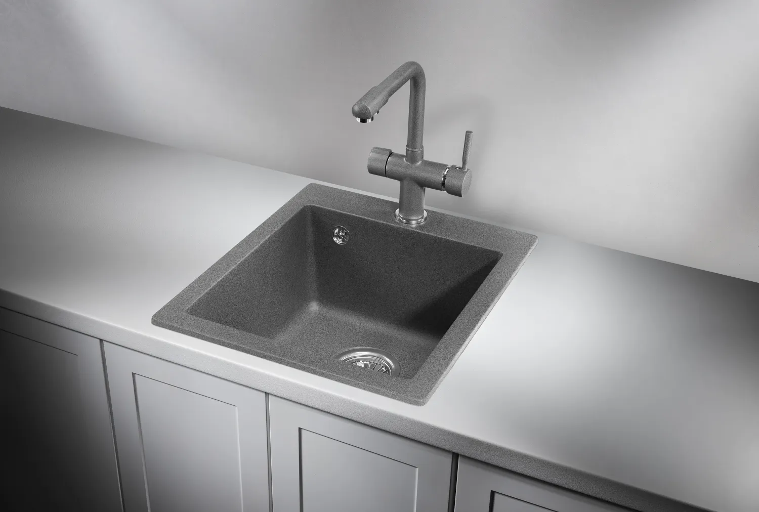 Мойка для кухни Granula 4201 графит, 41,5х49 см, квадратная