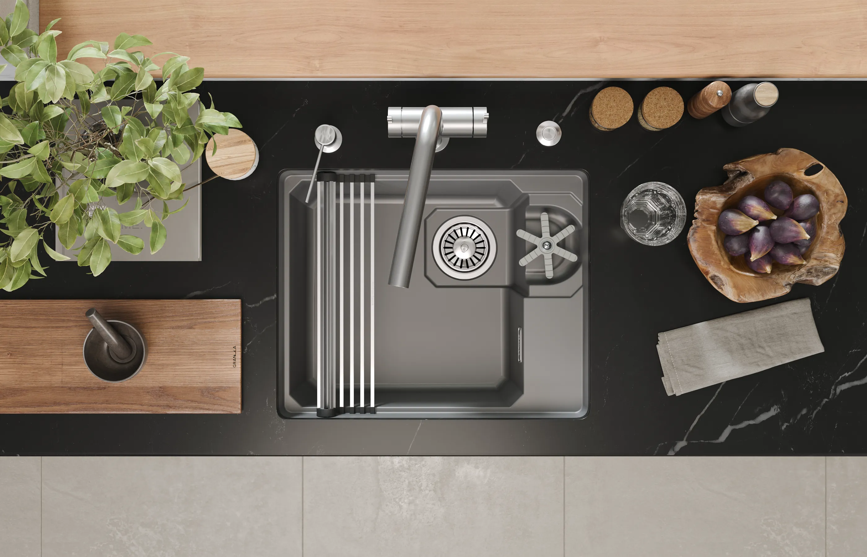 Мойка для кухни Granula Kitchen Space Rinzer 5505RU алюминиум, 55х45 см, прямоугольная