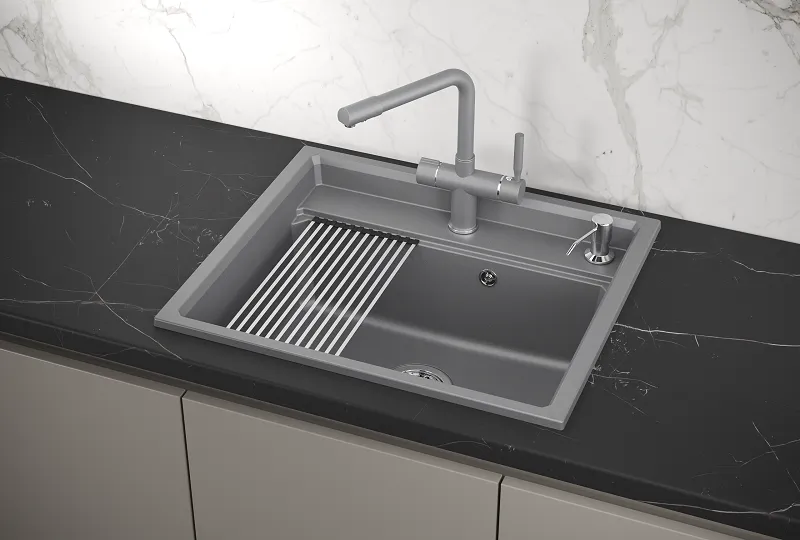 KS-6003, АЛЮМИНИУМ, кухонная мойка, кварц