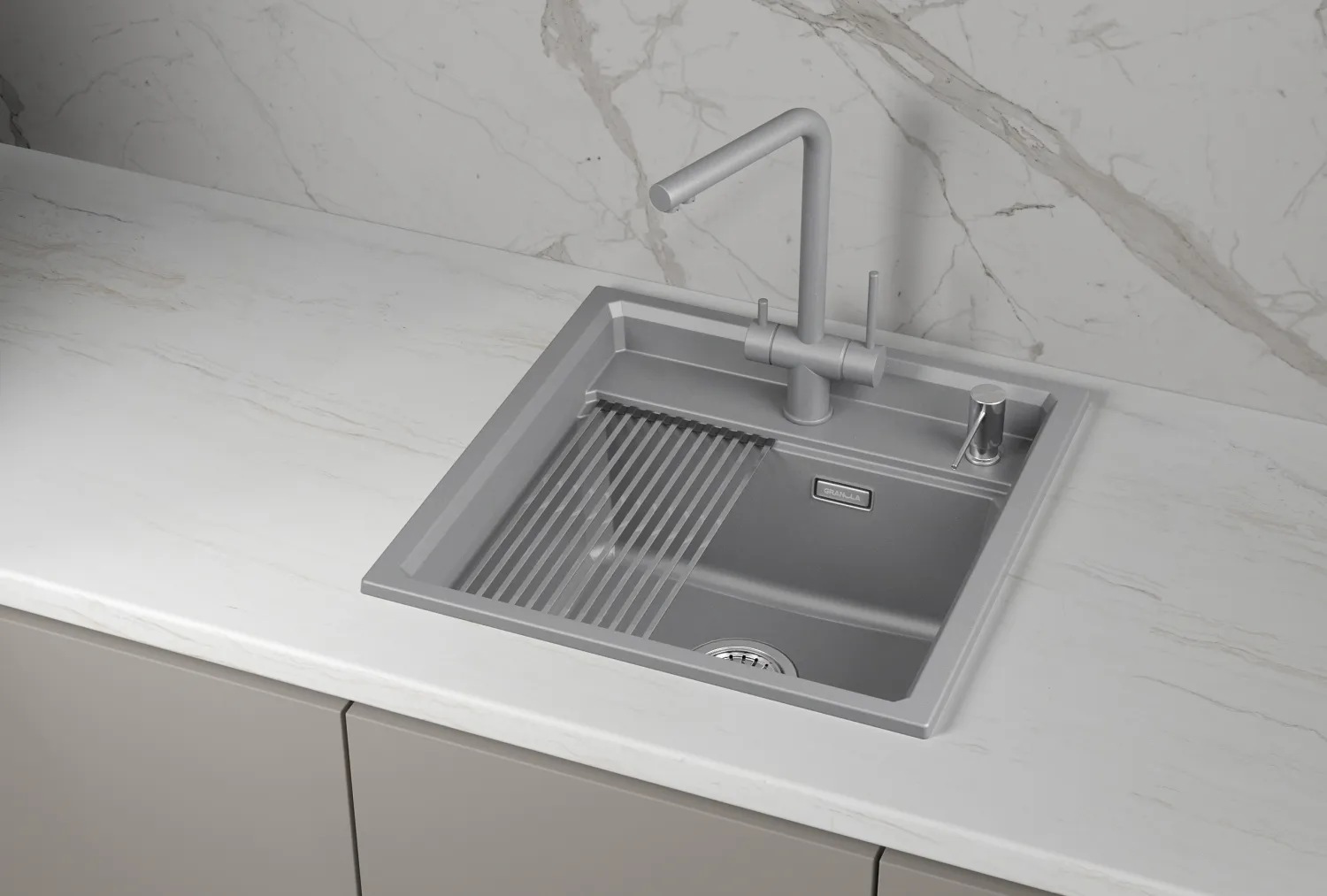 Мойка для кухни Granula Kitchen Space 5002i алюминиум, 50х51 см, квадратная