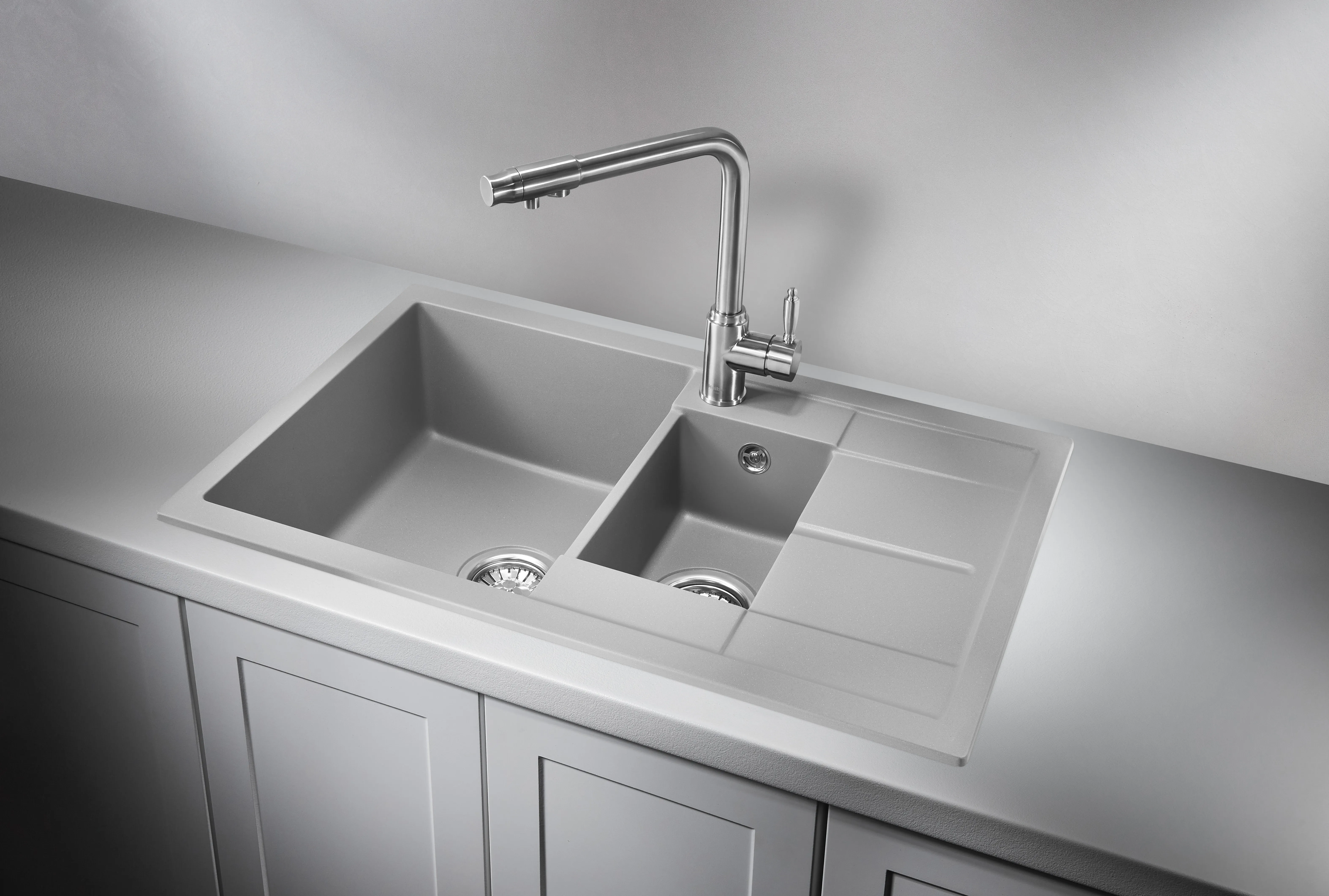 7802, АЛЮМИНИУМ, кухонная мойка, кварц