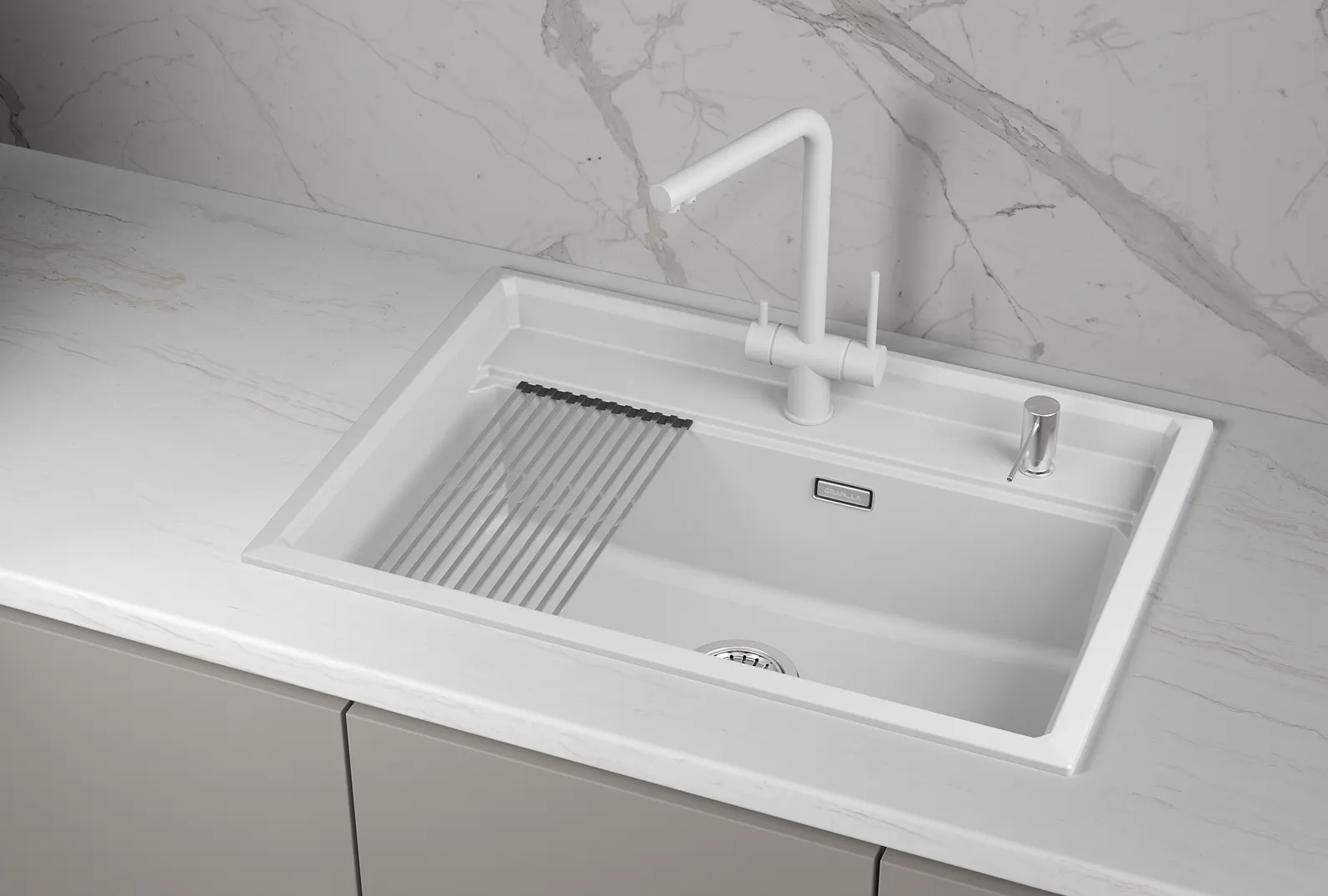 Мойка для кухни Granula Kitchen Space 7301i арктик, 73х51 см, прямоугольная