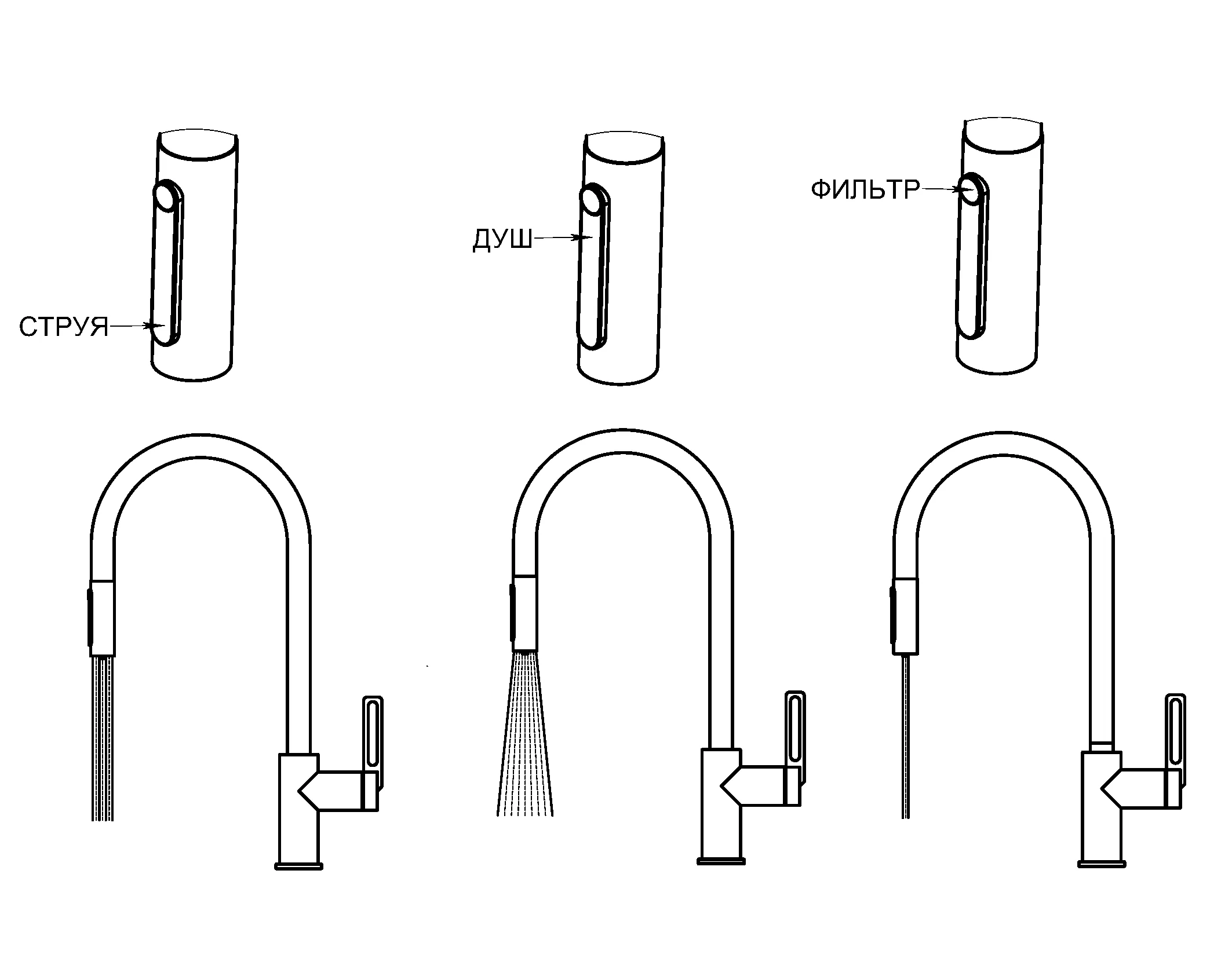 GR-8168, АЛЮМИНИУМ, СМЕСИТЕЛЬ КУХОННЫЙ С ВЫДВИЖНЫМ ИЗЛИВОМ
