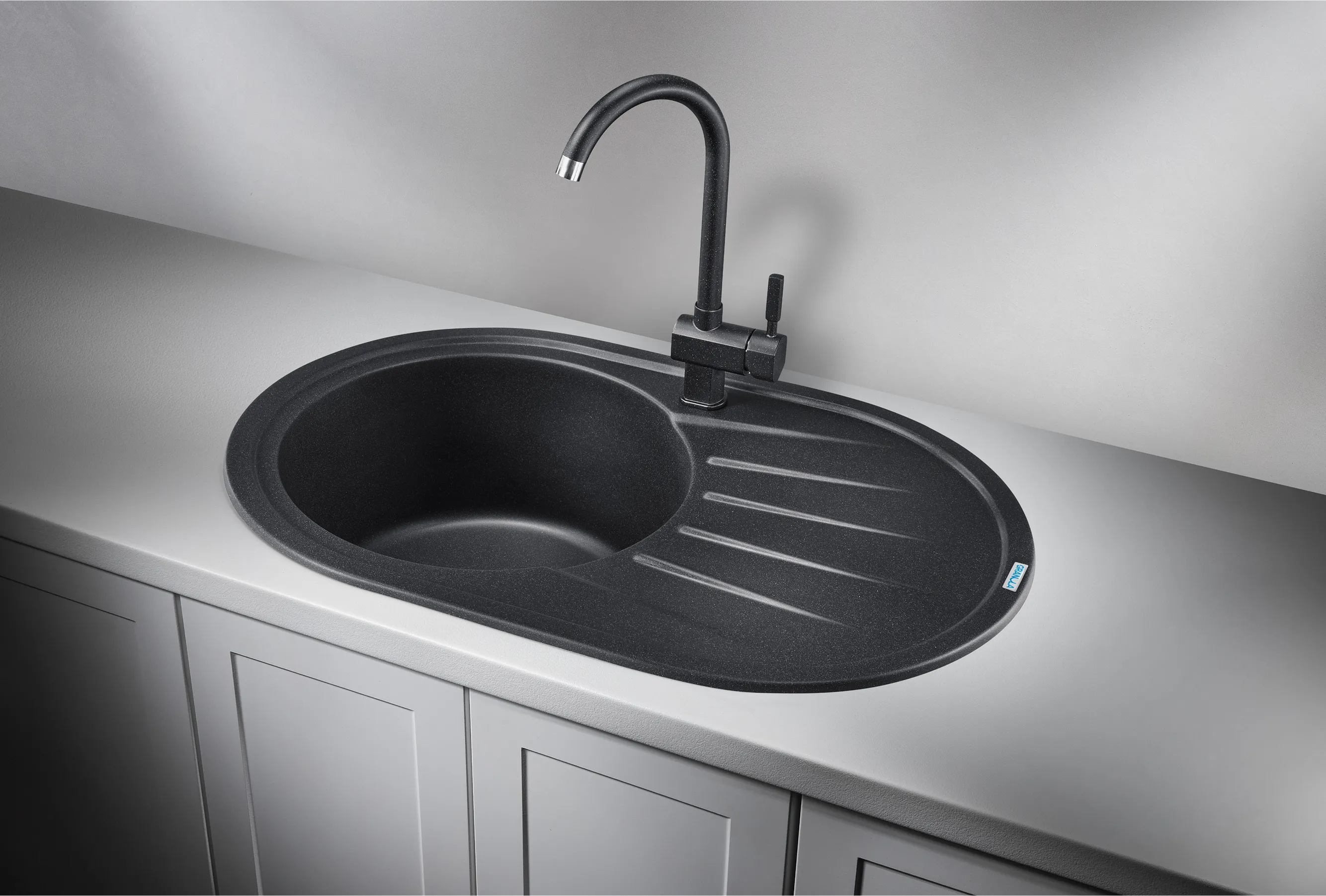 7601, ЧЁРНЫЙ, кухонная мойка, СтандАРТ кварц